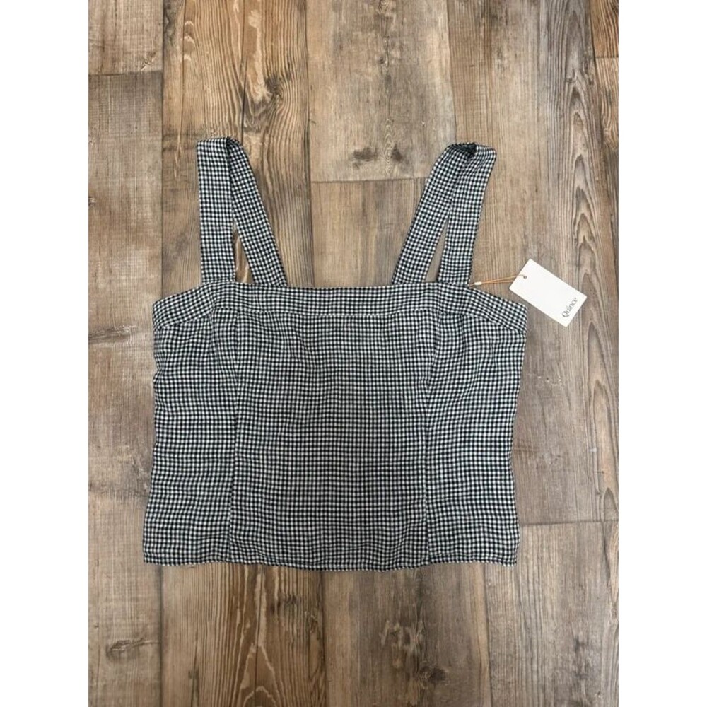 European Linen Fitted Tank classic mini gingham